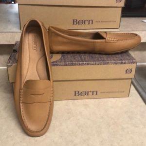 Born Carmel color leather flats.